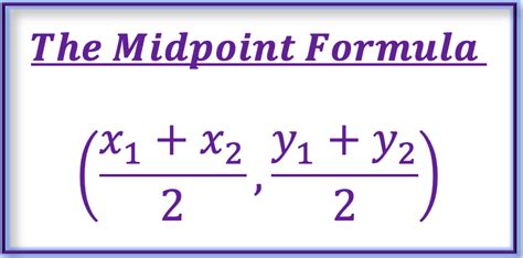 The midpoint formula equation is calculated by adding two coordinate points ( x 1, y 2 ) and ( x 2, y 2 ) and dividing by two. The midpoint, represented by M, is calculated by the following: The subscripts, the small numbers at the base of the variables are referencing the point from which the value is coming from. Since the formula uses ...